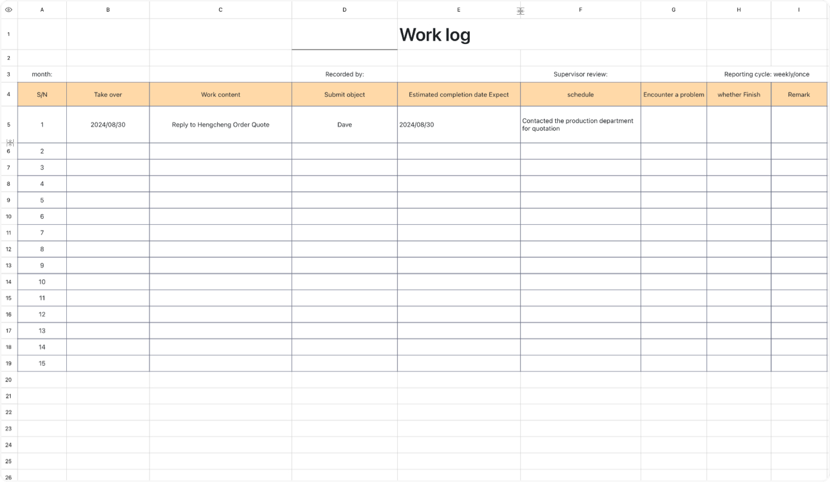 General work logbook